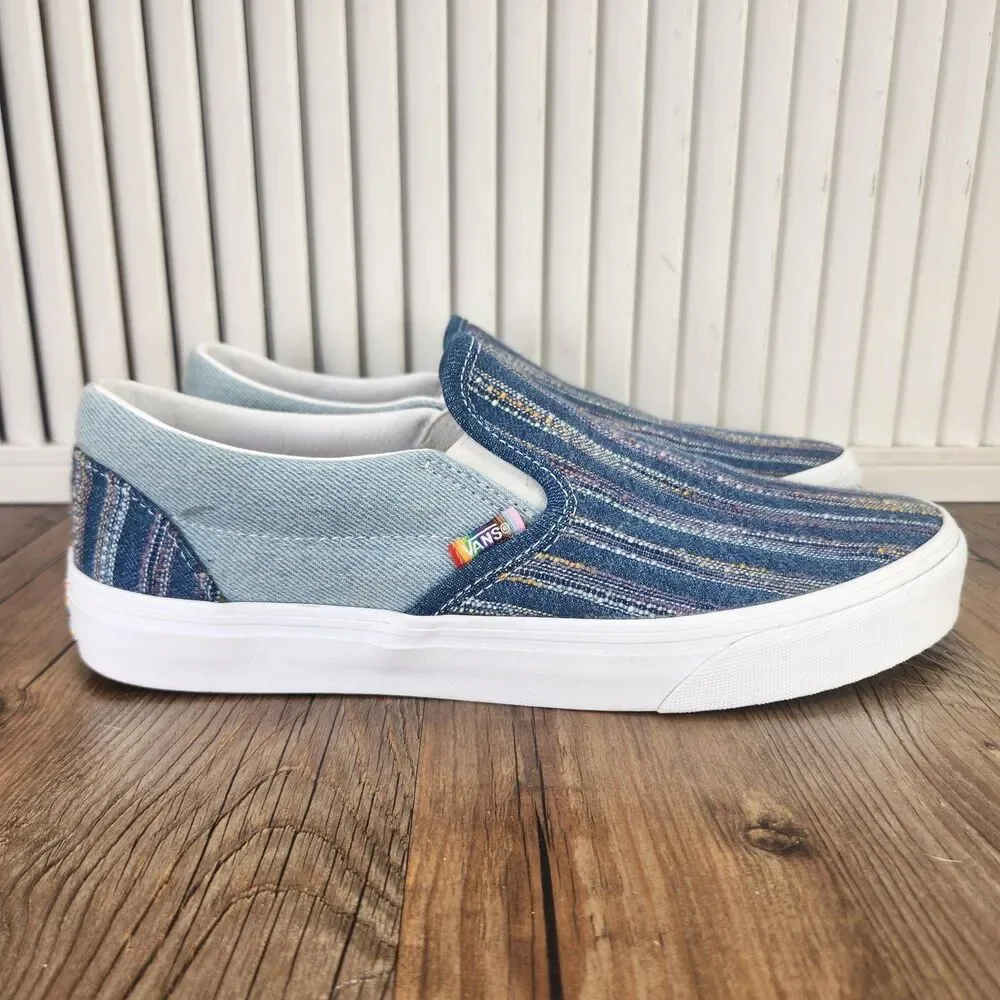 Vans Classic Slip-On Together As Ourselves Sneakers Mens Sz 9.5 Blue Pride Shoes